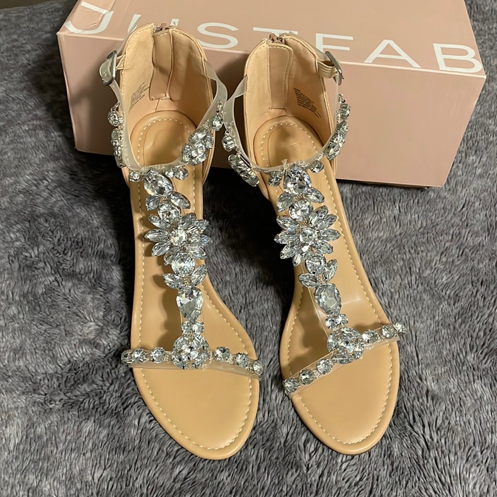 Rhinestone wedge sandal